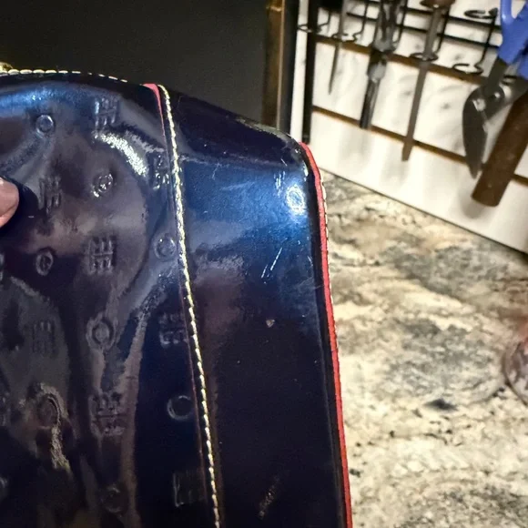 ARCADIA Italy Navy Oceano Patent Leather Dome Satchel Bag - Picture 8 of 9